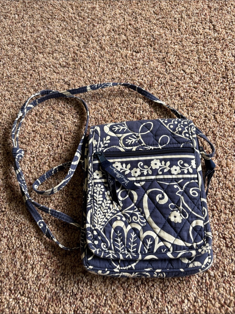 Vera Bradley Navy and Cream Quilted Floral Crossbody
